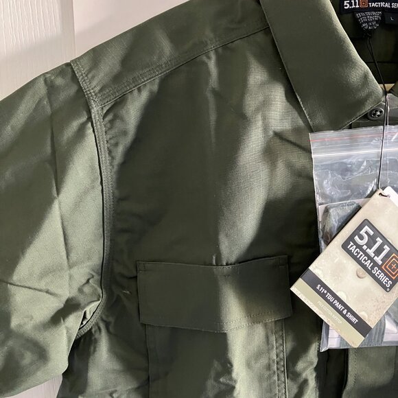 511 TACTICAL Short Sleeve Cotton Shirt Military Green Heavyweight Size Large. - Picture 2 of 14